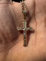 14K Yellow Gold Rope Chain & Two-Tone Cross Pendant - Image 4
