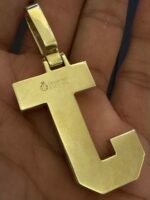 Natural Diamond “J” Initial Pendant Solid 10K Yellow Gold Approx 5 CTW 25.23G - Image 4