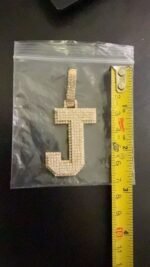Natural Diamond “J” Initial Pendant Solid 10K Yellow Gold Approx 5 CTW 25.23G - Image 7