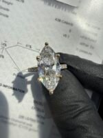 4.08 CT E VS1 Marquise Ring 14K Yellow Gold Hidden Halo + Diamond on Band