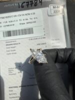 4.08 CT E VS1 Marquise Ring 14K Yellow Gold Hidden Halo + Diamond on Band - Image 7