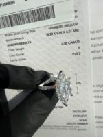 6.05 CT IGI Certified E VVS2 Marquise Diamond Ring Solid 14K White Gold - Image 8