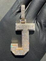 Natural Diamond “J” Initial Pendant Solid 10K Yellow Gold Approx 5 CTW 25.23G - Image 2