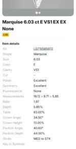 6.03 CT Marquise Cut IGI Certified Lab-Grown Diamond – E Color VS1 Clarity | Excellent Polish & Symmetry - Image 3