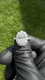 3.69 CTW Oval Lab-Grown Diamond Ring in Solid 14K White Gold