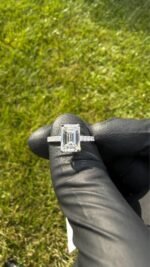 3.50 CTW Emerald Lab-Grown Diamond Ring in Solid 14K White Gold