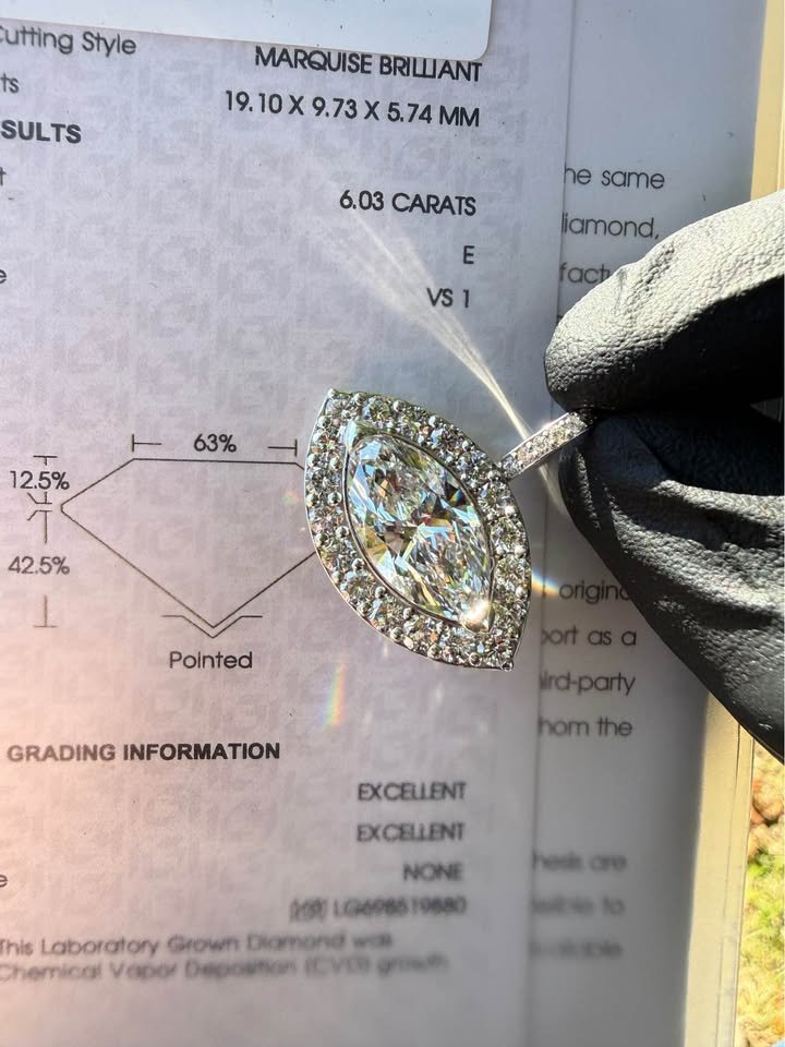 01 8.07 CTW Marquise Lab-Grown Diamond Pendant in 925 Silver - Image 1