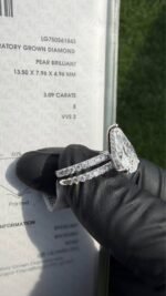 4.34 CTW Pear Lab-Grown Diamond Ring Set in Solid 14K White Gold - Image 8