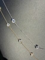 Solid 14K gold diamond by the yard necklace with 2.05-2.47 CTW lab-grown diamonds, close view of the diamond stations